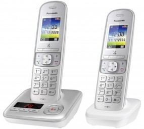 Panasonic KX-TGH722GG, analoges Telefon (silber, Anrufbeantworter,2 Mobilteile)